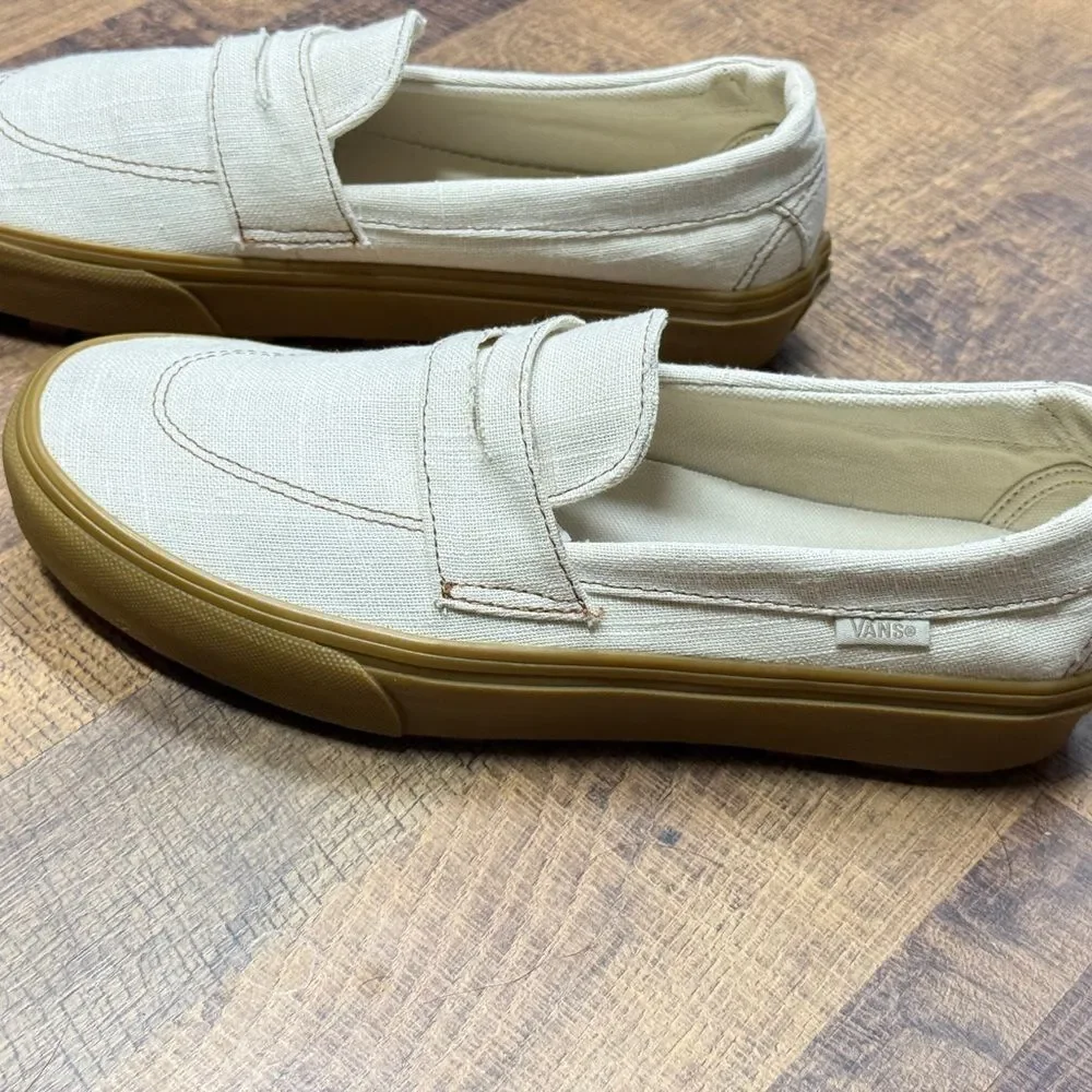Vans Style 53 Linen Canvas Natural Gum Loafers Sneaker Size 8 NWOT